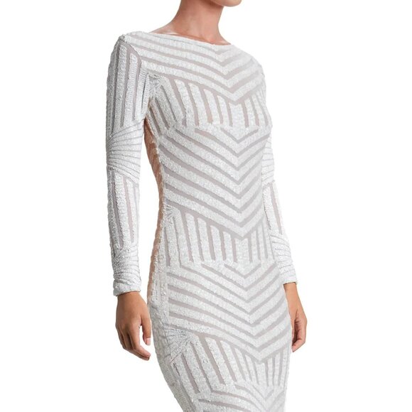 NEW DRESS THE POPULATION Emery Sequin Placement Dress White Size XXL - Picture 3 of 7